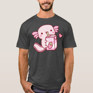 Niedliche Axolotl Drink Erdbeermilch T-Shirt