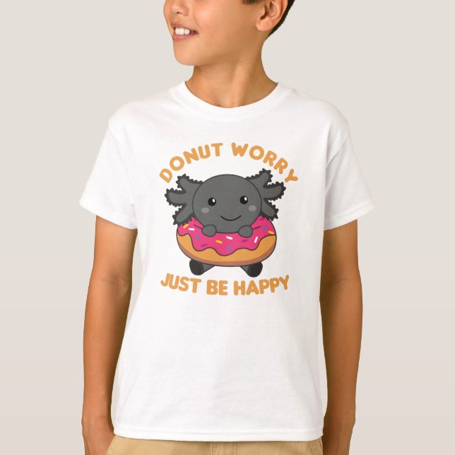Niedliche Axolotl Funny Animes in Donut Pink T-Shirt (Vorderseite)