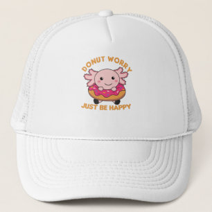 Niedliche Axolotl Funny Animes in Donut Pink Truckerkappe