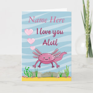 Niedliche Axolotl I Liebe Sie geklappte Grußkarte Karte