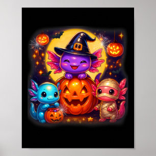 Niedliche Axolotl Kürbislaterne Halloween Kostüme  Poster