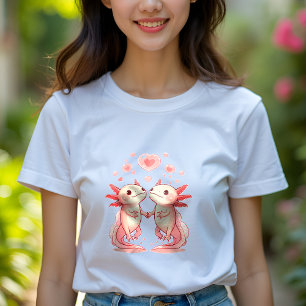 Niedliche Axolotl-Liebe: Händchen für Frauen halte T-Shirt