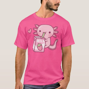 Niedliche Axolotl-Lieben Erdbeermilch Doodle T-Shirt