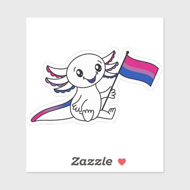 Niedliche Axolotl mit dem BiSexuellen-Prix-Flag LG Aufkleber (Blatt)