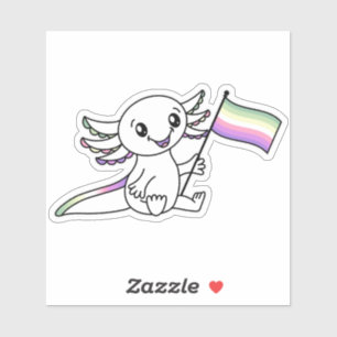 Niedliche Axolotl mit dem Flag "Genderfae Pride" L Aufkleber