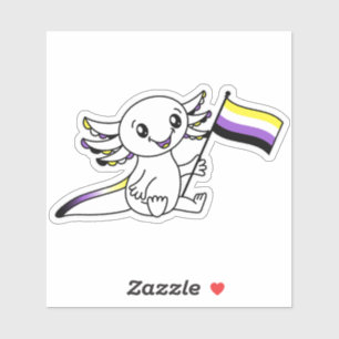 Niedliche Axolotl mit LGBTQ+-Flag für nichtbinäre  Aufkleber