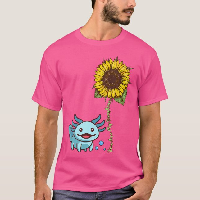 Niedliche Axolotl Sonnenblume Mexican Walking Fish T-Shirt (Vorderseite)