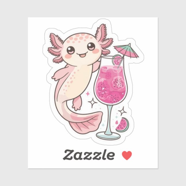 Niedliche Axolotl Sticker - Dragon Fruit Spritzer (Blatt)