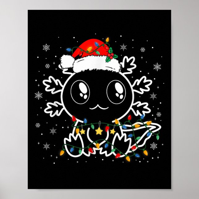 Niedliche Axolotl Weihnachtsmannmütze Funny Boys G Poster (Vorne)