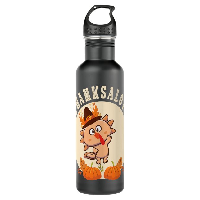 Niedliche Axolotls Axolotl Lovers Erntedank Axolot Edelstahlflasche (Vorderseite)