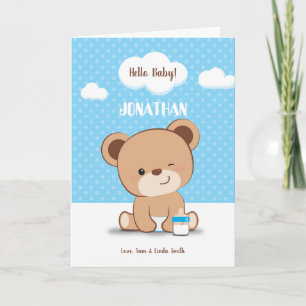 Niedliche Baby Bear Baby Shower Card für Jungen Karte