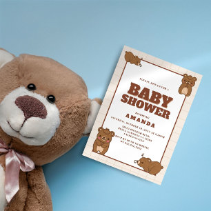 Niedliche Baby Bears - Braun neutrale Babydusche Einladung