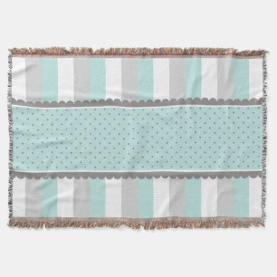 Niedliche Baby-Blau-u. Grau-Streifen und Decke