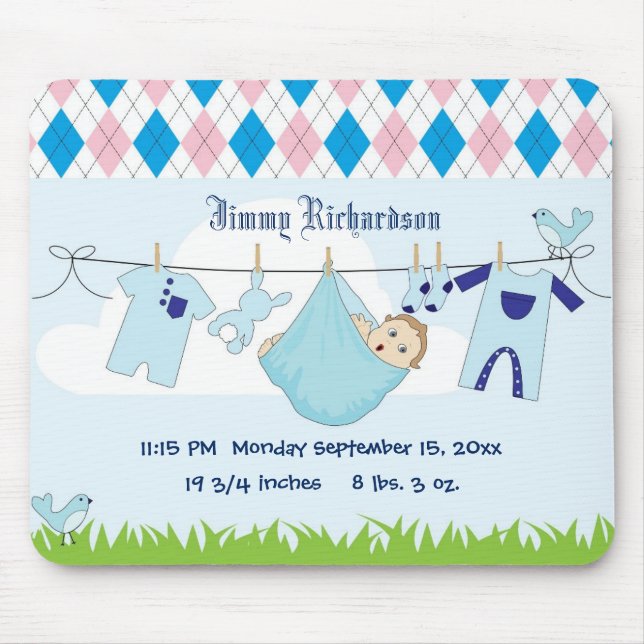 Niedliche Baby Boy Kleidung Line Mousepad (Vorne)