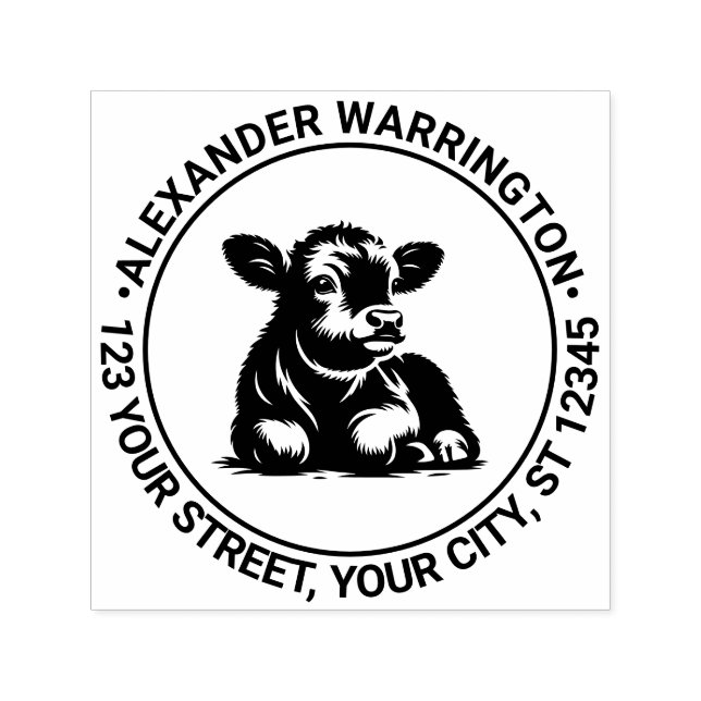 Niedliche Baby Calf Kuh, die den Namen Rücksendead Permastempel (Design)