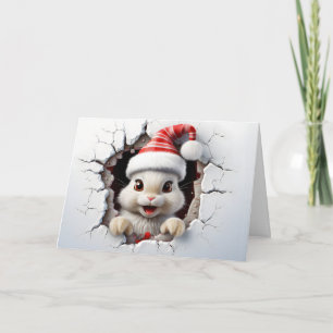 Niedliche Baby Christmas Animals 3D Bunny Gruß Karte