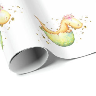 *~* Niedliche Baby Dragon Dinosaurier Geschenkpapier