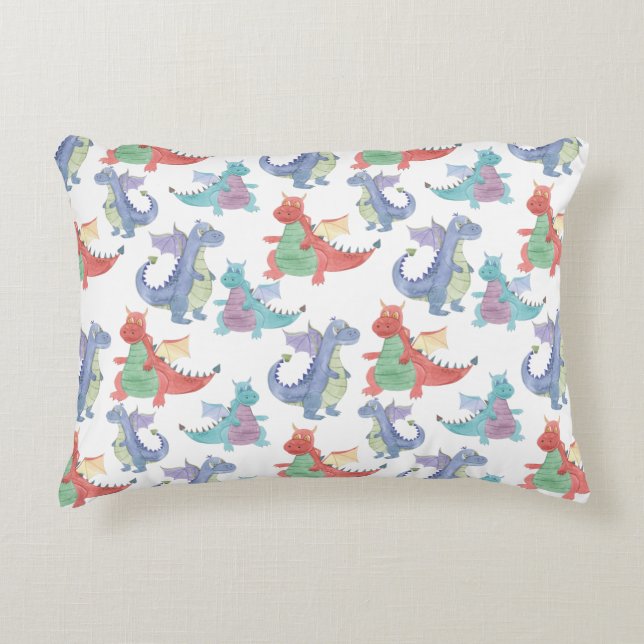 Niedliche Baby Dragons Happy Dancing Funny Cartoon Dekokissen (Vorderseite)