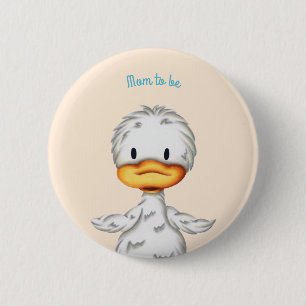 Niedliche Baby Duck Bird Illustration Kids Button