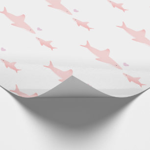 Niedliche Baby-Dusche des Haifisch-Rosa-Weiß-  Geschenkpapier