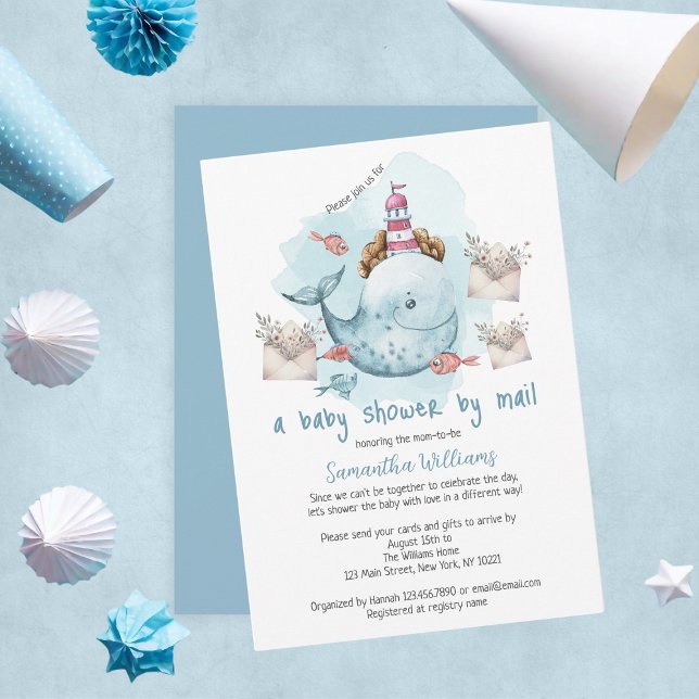 Niedliche Baby-Dusche für Whale Boy per Post Einladung (Cute Whale Boy Baby Shower By Mail Invitation
)