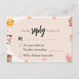 Niedliche Baby-Dusche-UAWG für Landtiere Begleitkarte