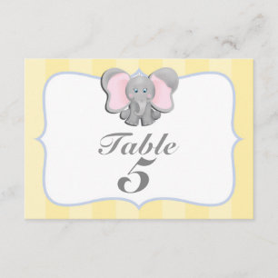 Niedliche Baby-Elefant-Party-Tischnummer-Karte #2 Einladung