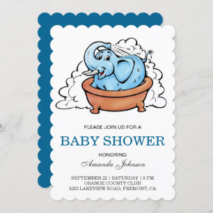Niedliche Baby Elephant Bath Tub Babydusche Einlad Einladung