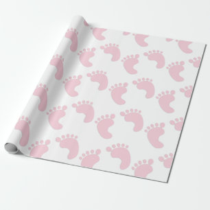 Niedliche Baby Footprints Pink Girl Themes Geschen Geschenkpapier