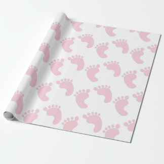 Niedliche Baby Footprints Pink Girl Themes Geschen Geschenkpapier