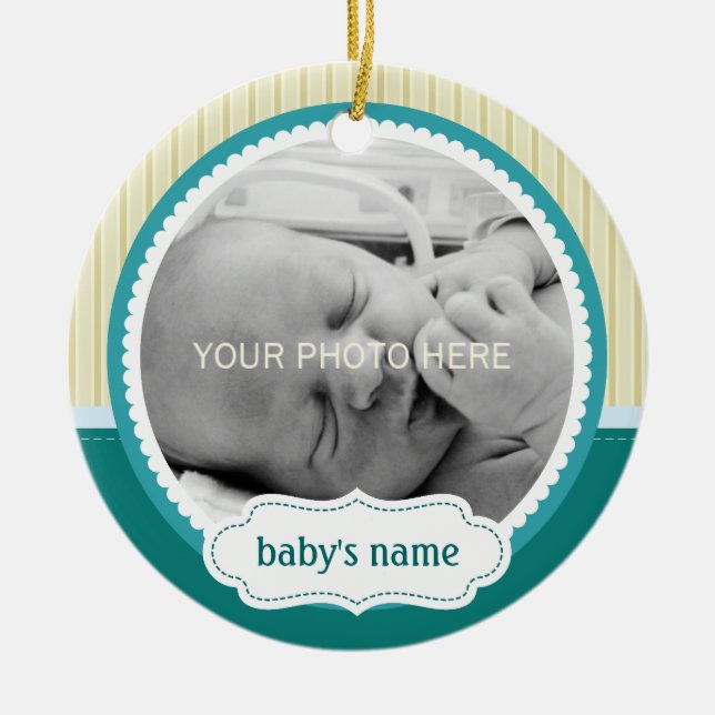 Niedliche Baby-Foto-Verzierung Keramikornament (Vorne)