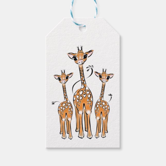 Niedliche Baby-Giraffen, Safari-Tiere Geschenkanhänger (Vorderseite)