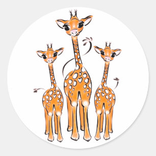 Niedliche Baby-Giraffen, Safaritiere Klassische Ru Runder Aufkleber