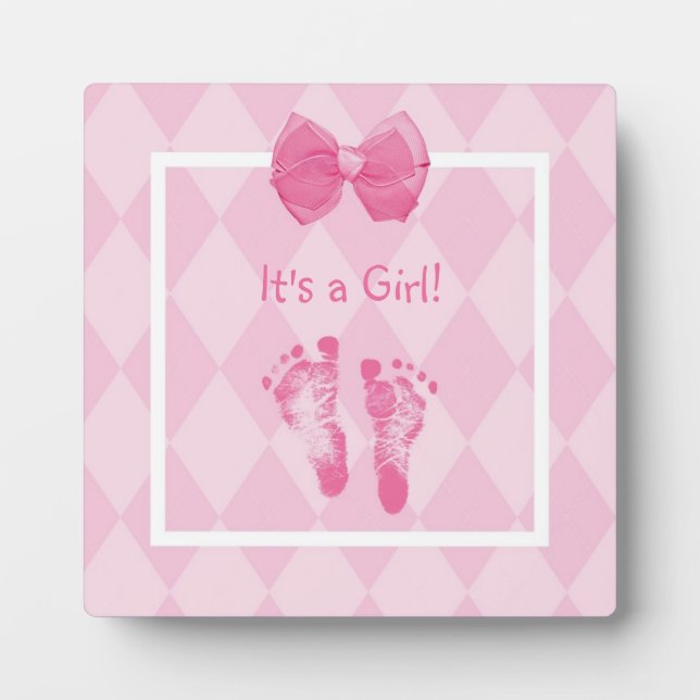 Niedliche Baby Girl Footprints Fotoplatte (Vorderseite)