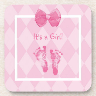 Niedliche Baby Girl Footprints Getränkeuntersetzer
