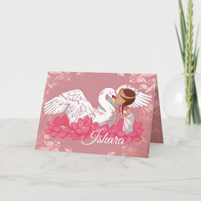 Niedliche Baby Girl Saraswati mit ihrem weißen Sch Ankündigung (Vorderseite)