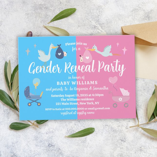 Niedliche Baby-Illustrationen Geschlechtsverkehr P Einladung (Cute Baby Illustrations Gender Reveal Party Invitation
)
