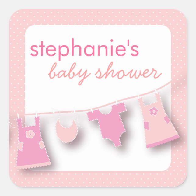 Niedliche Baby-Kleidung auf der Line für Girl Baby Quadratischer Aufkleber (Vorderseite)