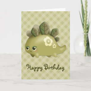 Niedliche Baby Leafy Dino kawaii Kreatur - Geburts Karte
