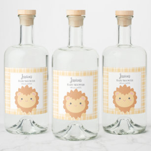 Niedliche Baby Lion Cub Gender Neutral Baby Dusche Alkoholflaschenetikett