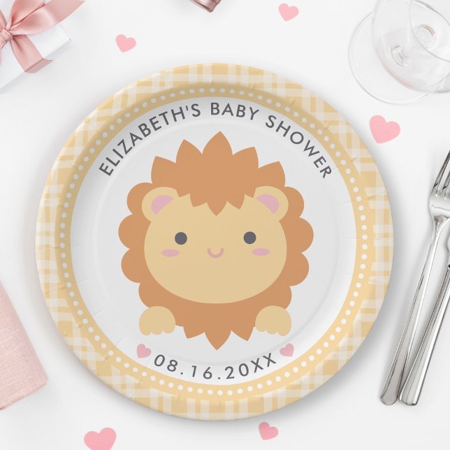 Niedliche Baby Lion Cub Gender Neutral Baby Dusche Pappteller (Von Creator hochgeladen)