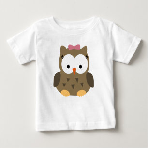 Niedliche Baby-Mädchen-Eule mit rosa Bogen Baby T-shirt