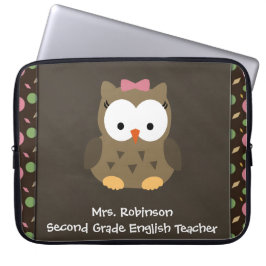 Niedliche Baby-Mädchen-Eule, rosa/Grün/Brown Laptopschutzhülle