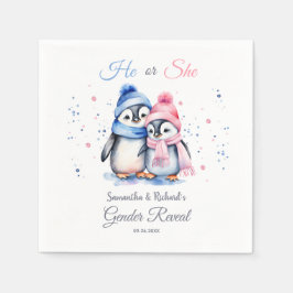 Niedliche Baby-Pinguine, die das Winter-Geschlecht Serviette