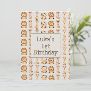 Niedliche Baby Safari-Tiere Einladung