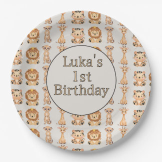 Niedliche Baby Safari-Tiere Pappteller