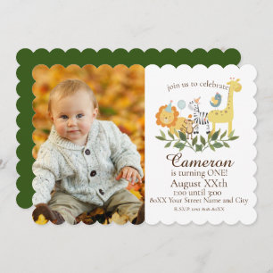 Niedliche Baby Safari & Zoo Tiere mit individuelle Einladung