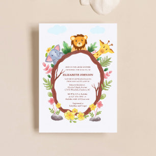 niedliche Baby-Tier-Dschungelsafari Babydusche Einladung