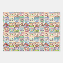 Niedliche Baby-Tiere - Baby-Dusche Packpapier Geschenkpapier Set