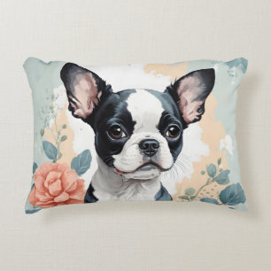 Niedliche Baby-Tiere   Boston Terrier Puppy Dekokissen